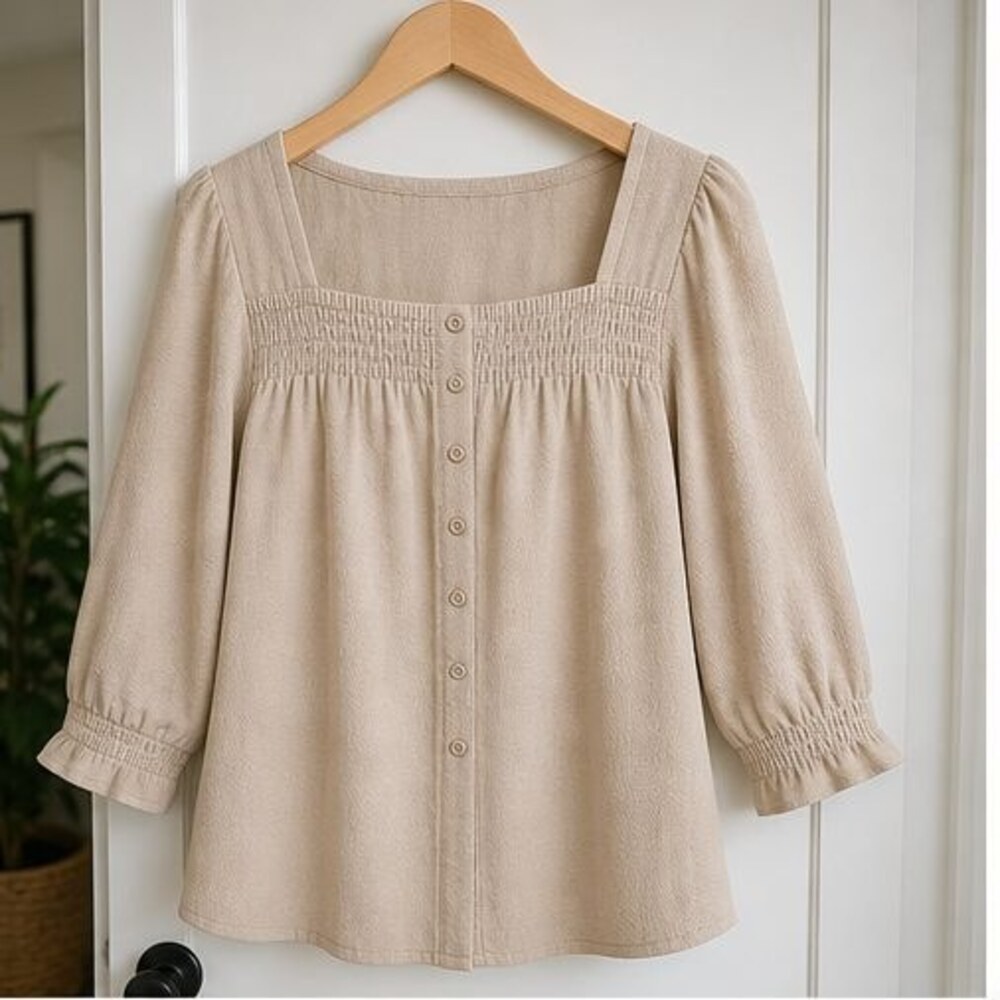 Sand Smocked Top